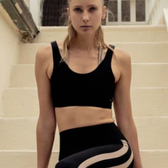 n: Philanthropy Tillie Sports Bra in Black Cat & Camel - Picture 1 of 4